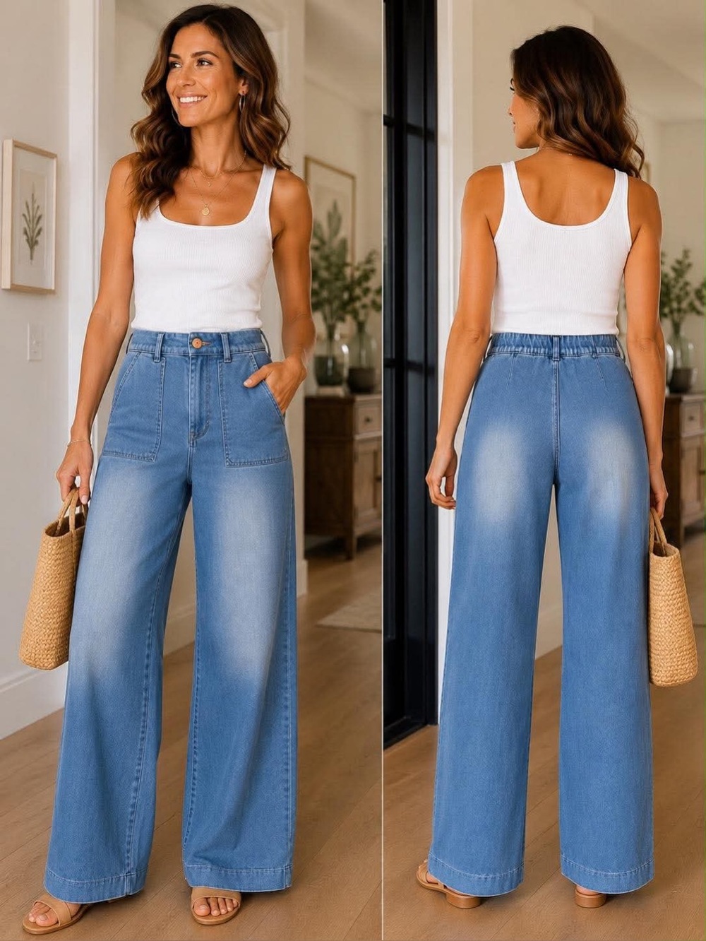 Rae Mode High-Rise Wide Leg Jeans in Light Blue Wash - Women's Flare Trousers